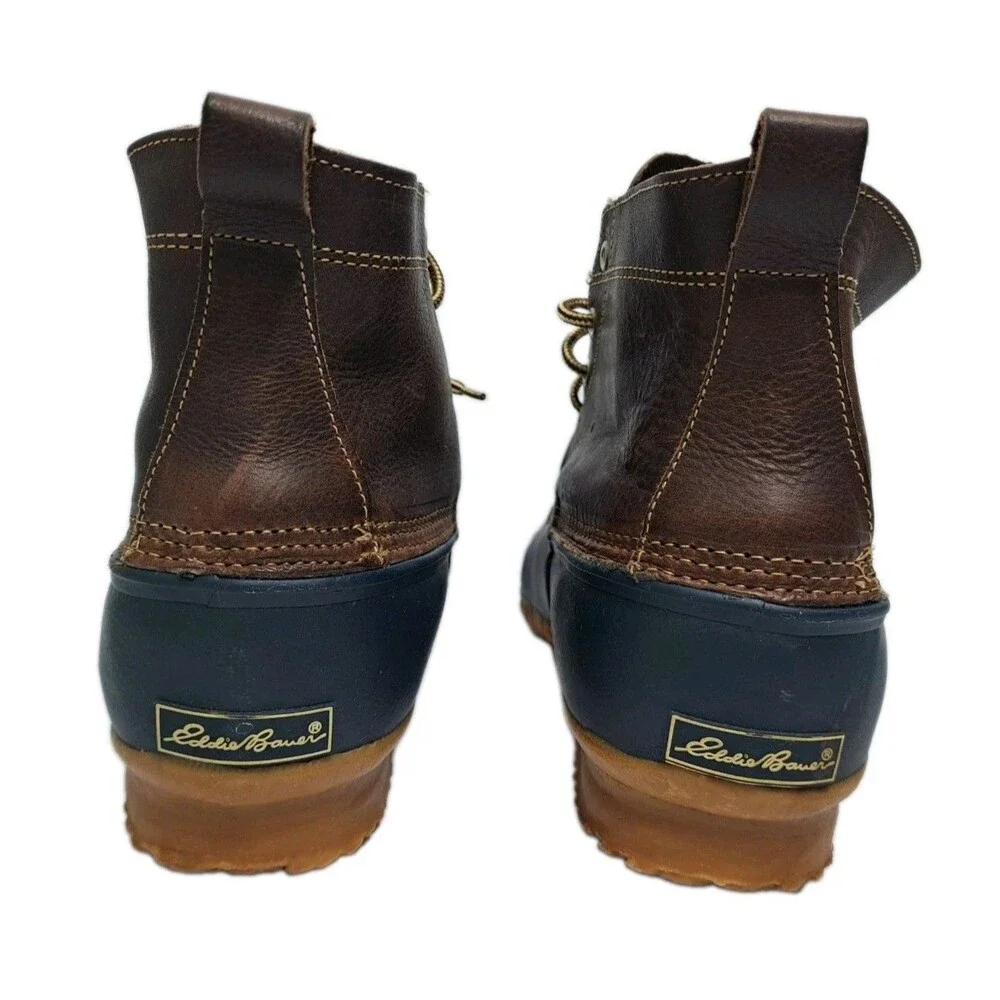 Eddie Bauer Men's Size 9 Rubber BOOTS Leather Duck Hunting Rain Shoes Waterproof